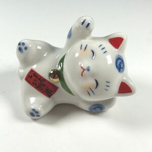 Ceramic Lucky Cat Maneki Neko Beckoning Cat Figurine Kawaii Home Decor
